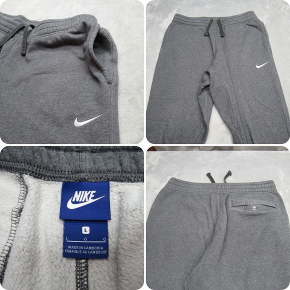 Nike Sweat Pants Men Large 32x28 Gray Fleece Joggers Athletic Swoosh Logo Lounge - Picture 1 of 16